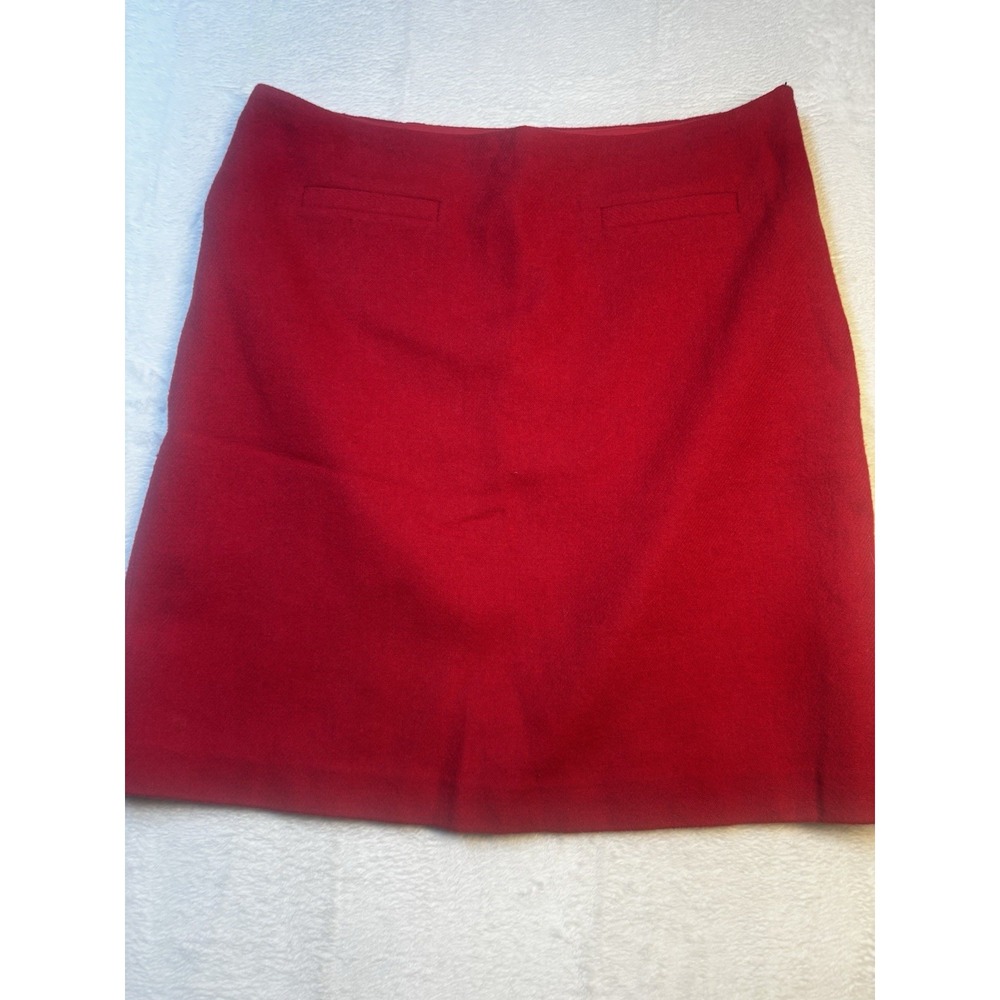 Talbots Mini Skirt Women's Size 10‎ Red Wool Blend Faux Pockets Side Zip